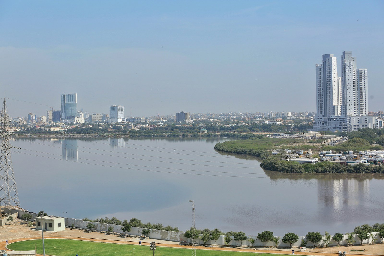 Clifton waterfront and skyline in Karachi
